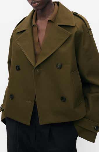 MANGO Oversize Crop Cotton Trench Coat