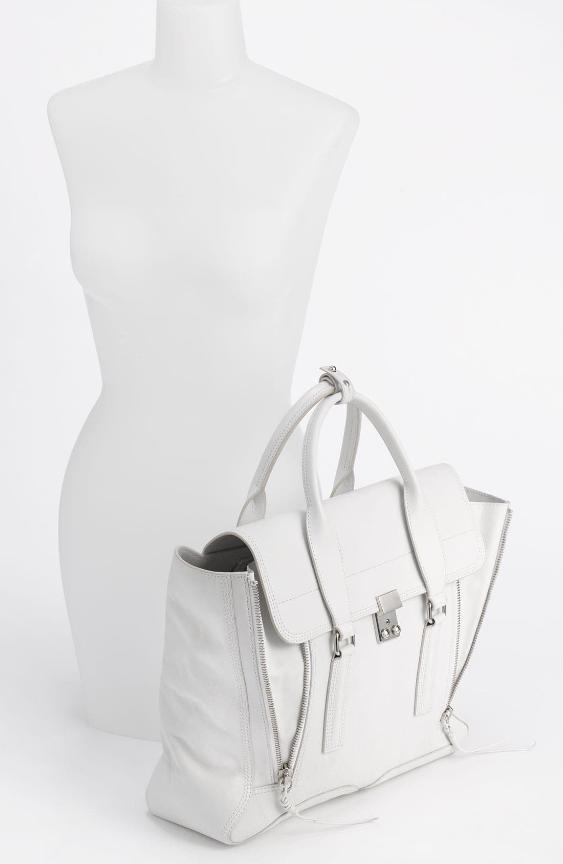 'Pashli' Leather Satchel, Alternate, color, WHITE