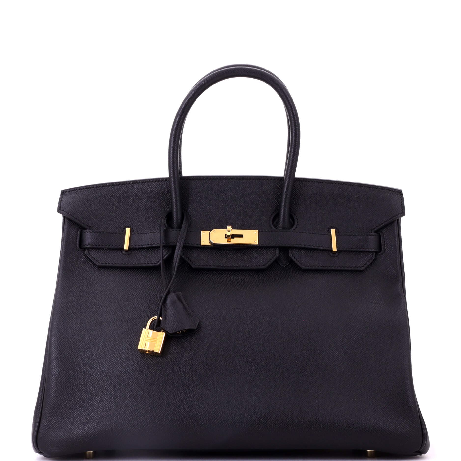 Pre-Owned Hermes Birkin Handbag Black Epsom with Gold Hardware 35, Main, color, Noir