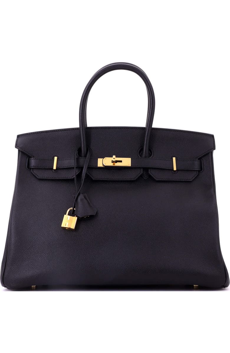 Pre-Owned Hermes Birkin Handbag Black Epsom with Gold Hardware 35, Main, color, Noir