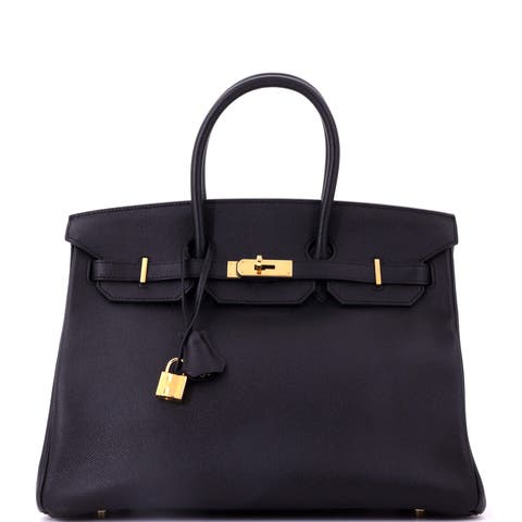 Birkin Handbag Black Epsom with Gold Hardware 35