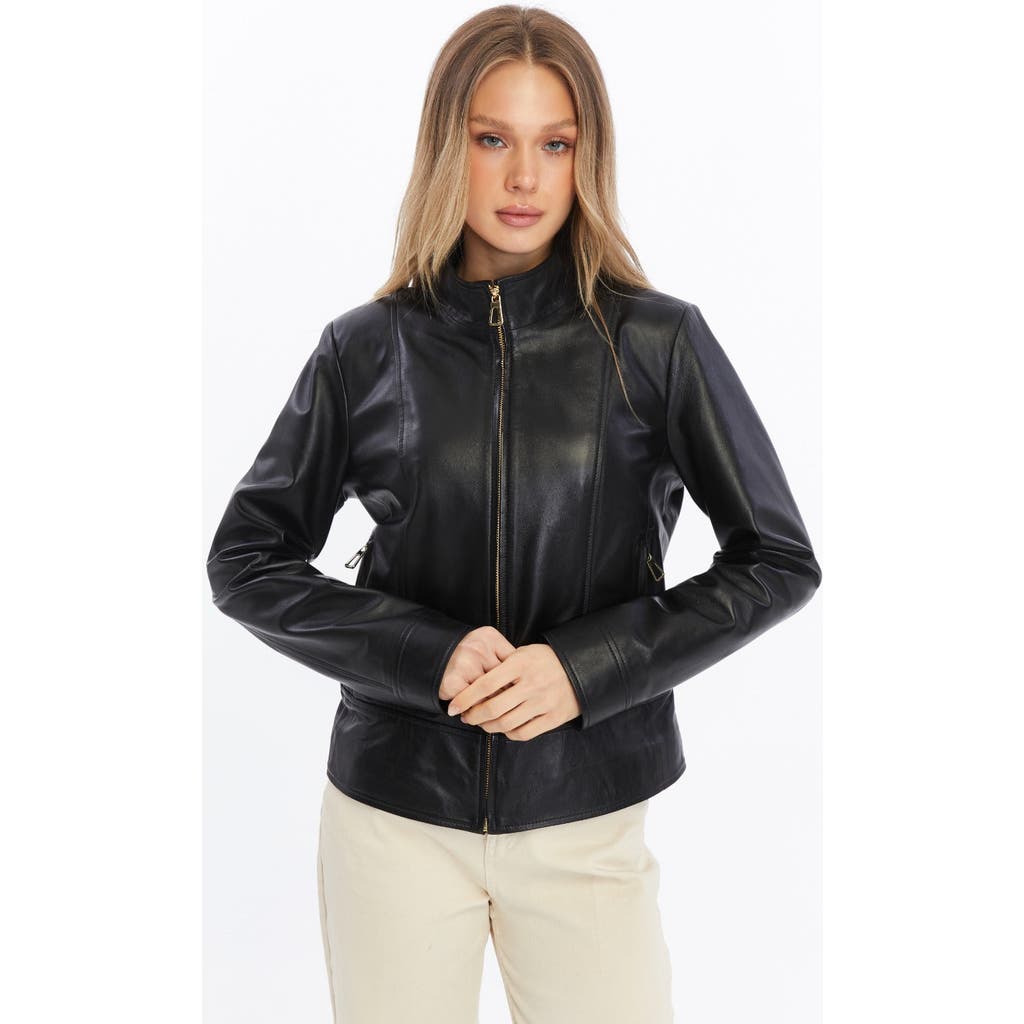 Furniq Uk Blythe Leather Jacket In Black