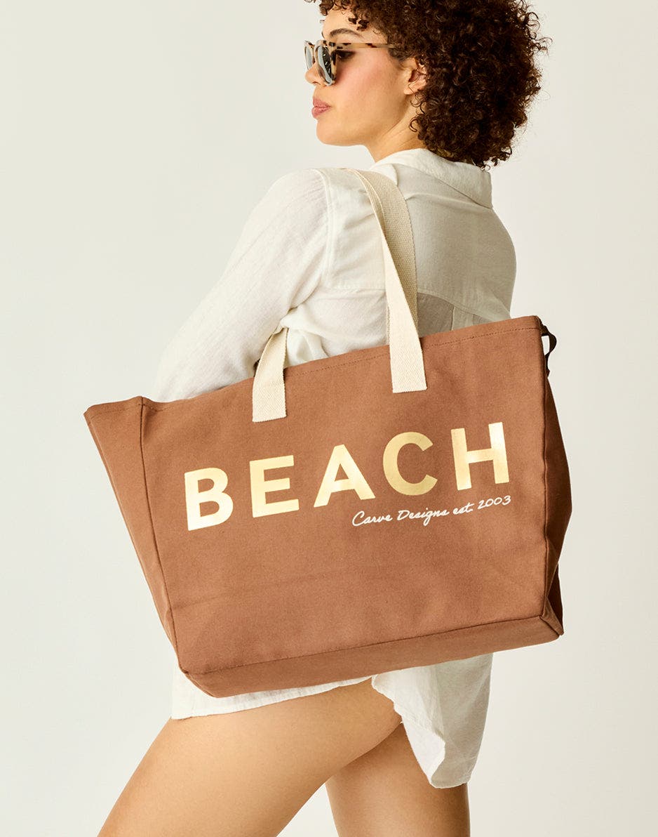 Carve Designs Organic Cotton Canvas Tote - Logo, Alternate, color, Beach