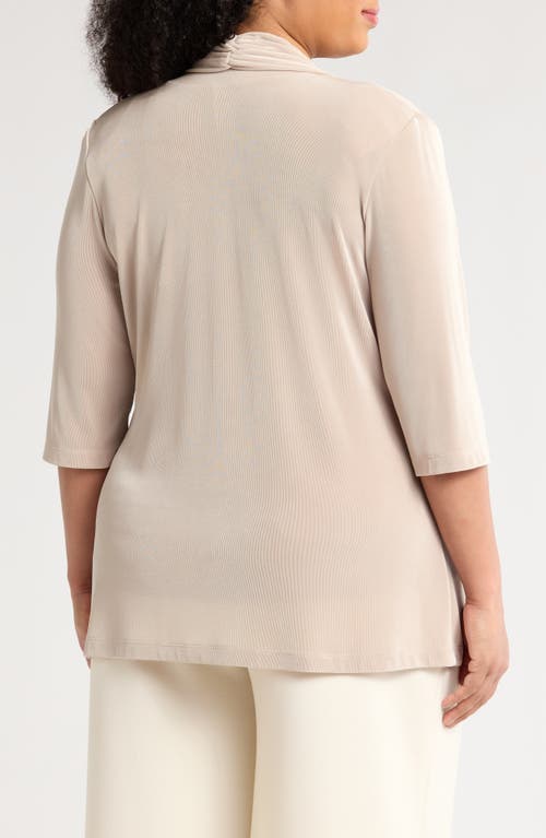 Vikki Vi Stretch Knit Open Front Jacket In Sand