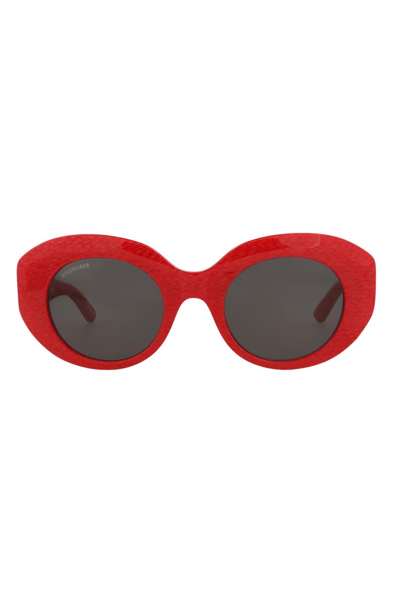 Balenciaga 52mm Oval Sunglasses, Main, color, Red Red Grey