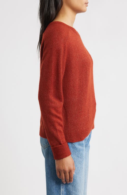 Margaret O'leary Crewneck Rolled Cuff Cashmere & Silk Sweater In Red