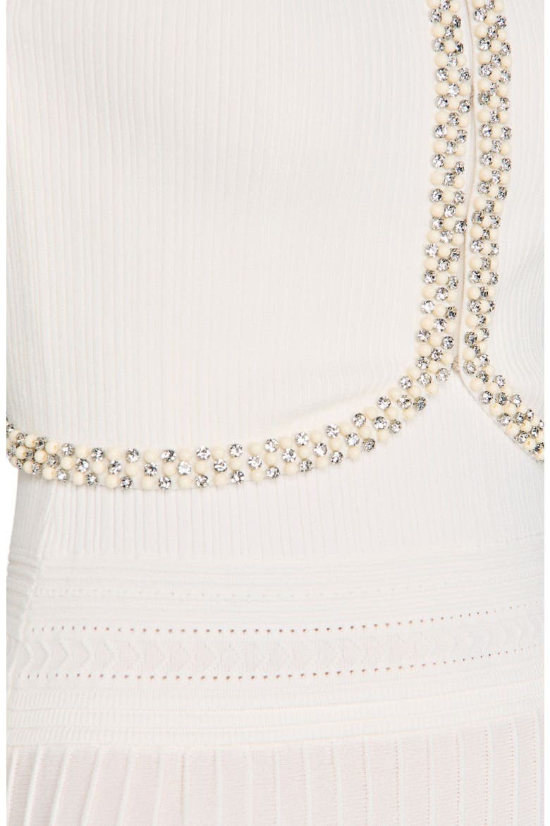 Cropped pearl and strass cardigan, Alternate, color, White