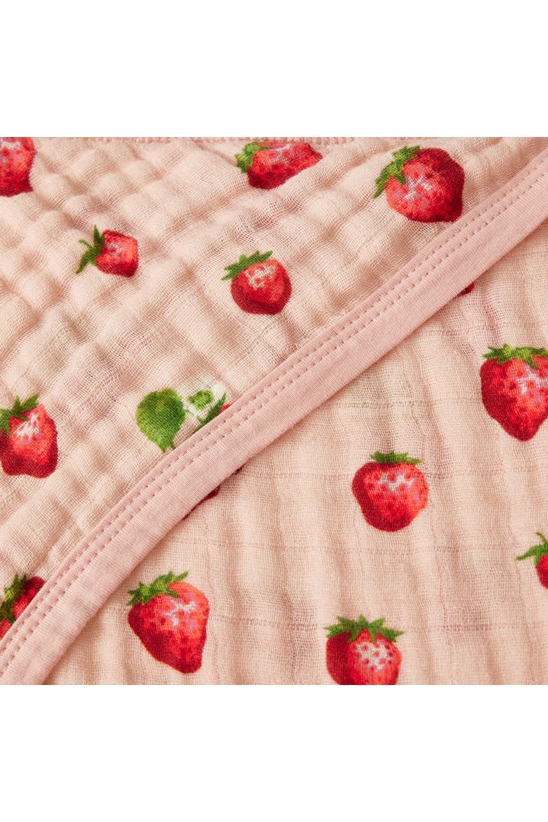 Organic Cotton Hooded Swaddle, Alternate, color, Strawberry
