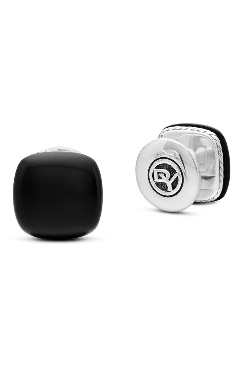 Streamline® Cushion Tuxedo Studs, Sterling Silver with Black Onyx, Alternate, color, BLACK