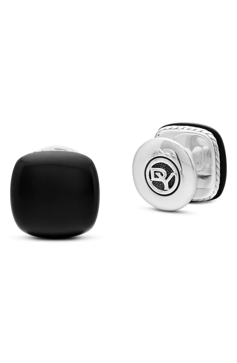 David Yurman Streamline<sup>®</sup> Cushion Tuxedo Studs, Sterling Silver with Black Onyx, Alternate, color, Black