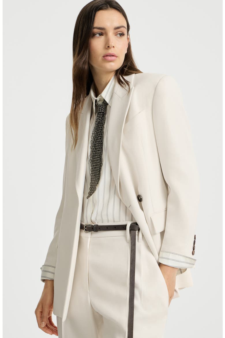 Comfort viscose couture twill blazer with monili, Alternate, color, Milk