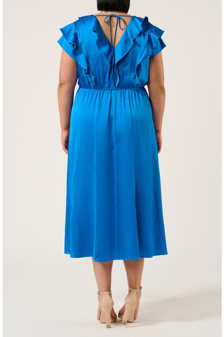 Poseidon Ruffle Trim Cocktail Dress, Alternate, color, COBALT