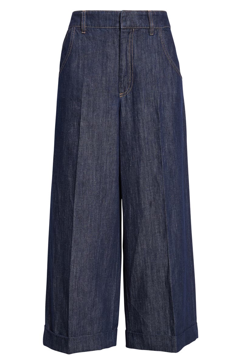 Max Mara Efedra Crop Cotton Blend Wide Leg Denim Pants, Alternate, color, Midnight Blue