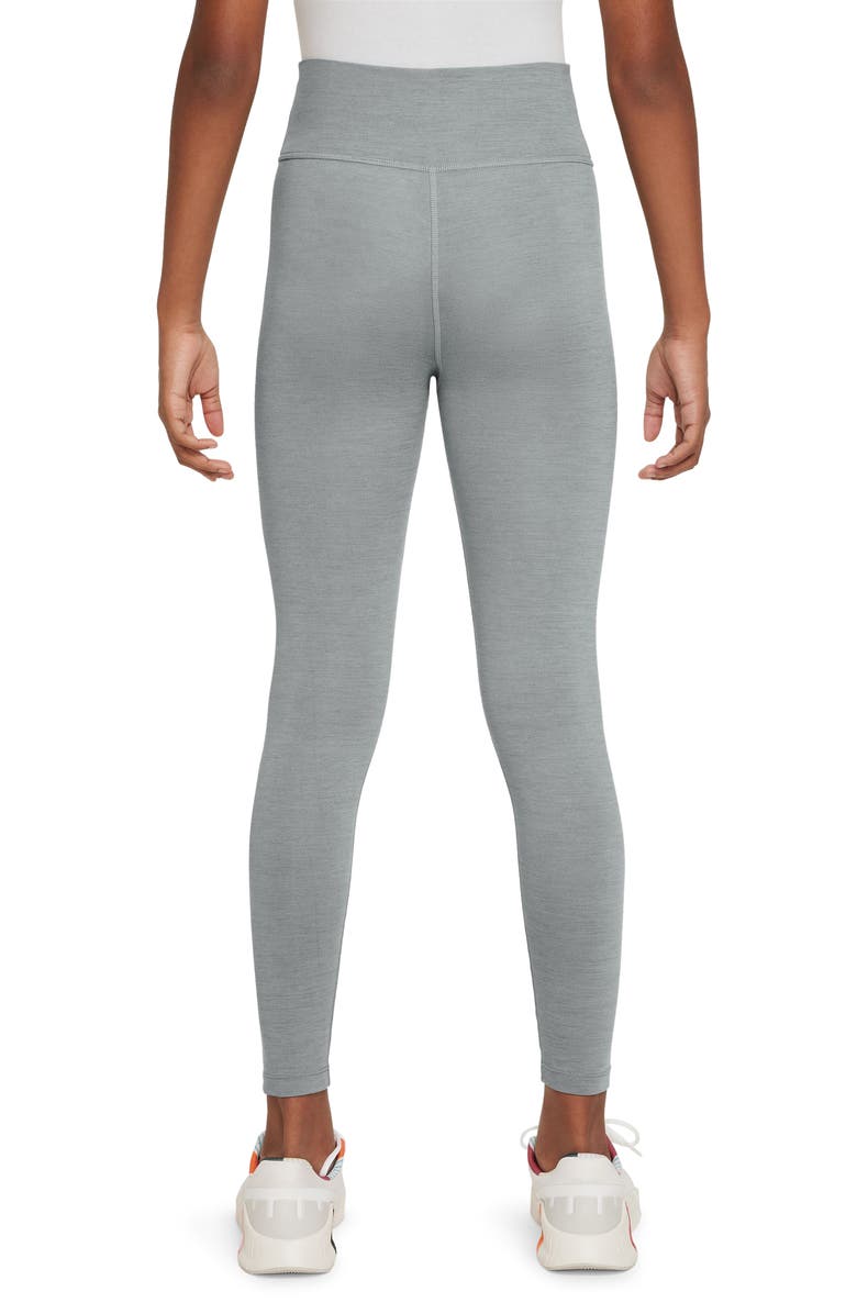 Nike Kids' Nike One Dri-FIT Leggings, Alternate, color, 084 Smkgry/White