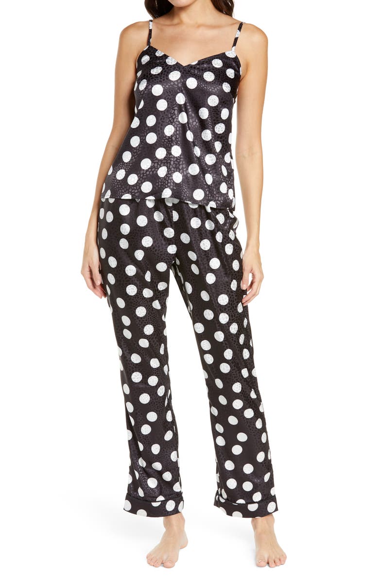 Chi Chi London Eiyana Satin Pajamas, Main, color, Black