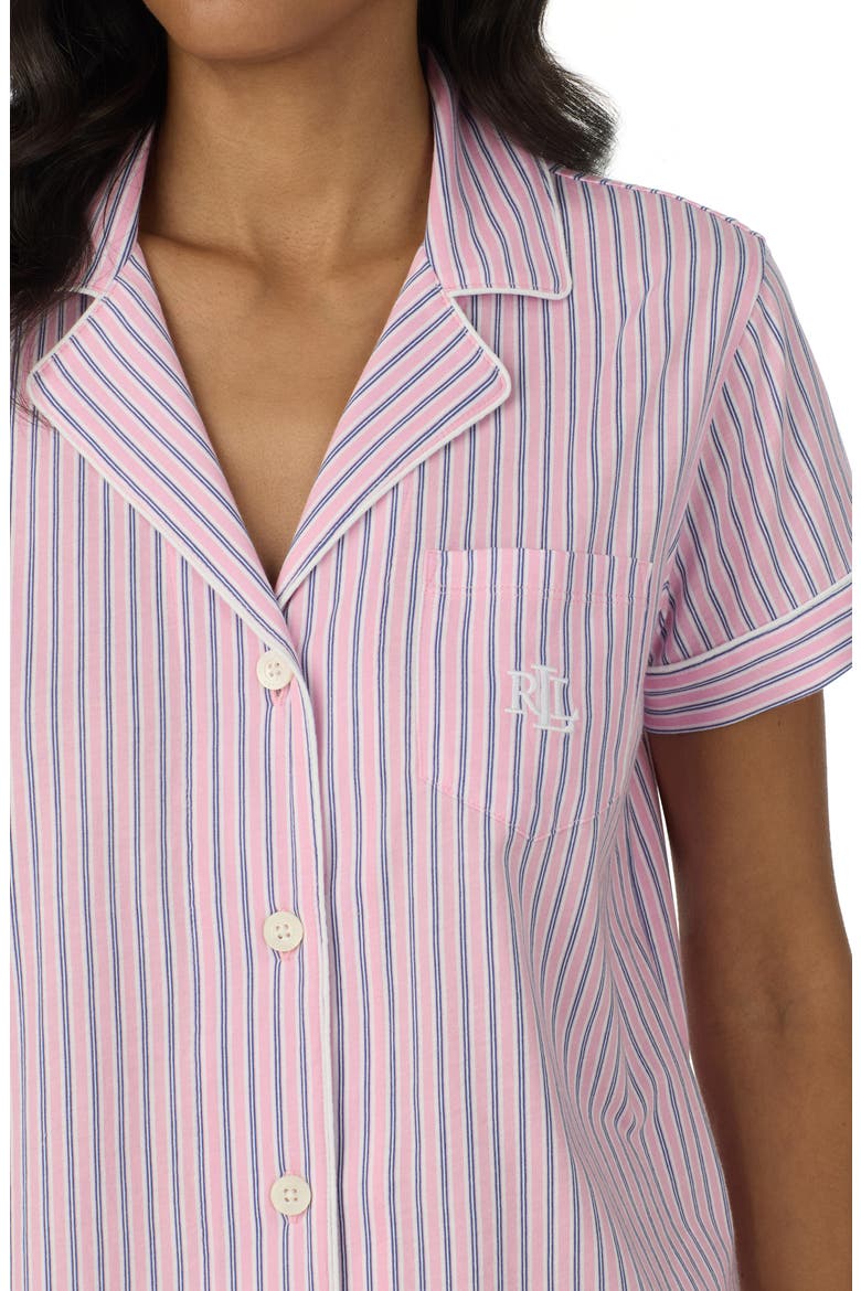 Print Cotton Blend Pajamas, Alternate, color, PINK STRIPE