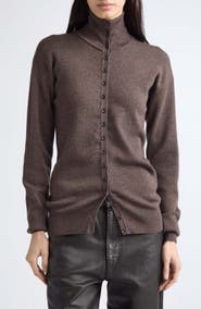 Lemaire Merino Wool Mock Neck Cardigan