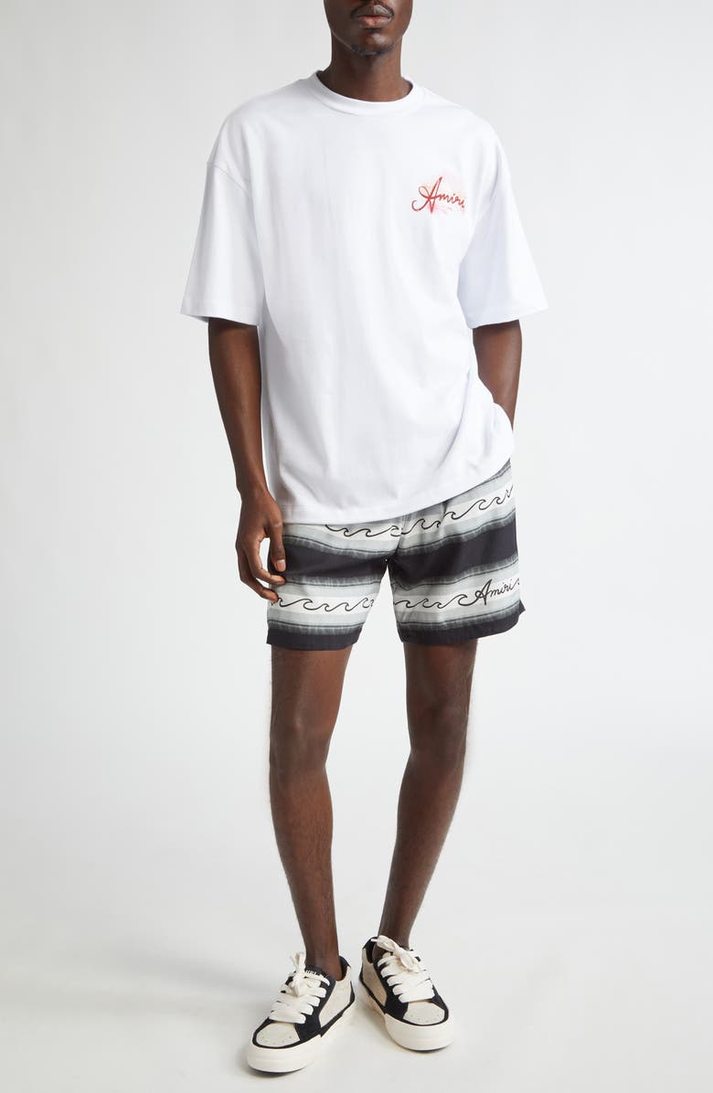 AMIRI Wave Baja Stripe Shorts, Alternate, color, Black