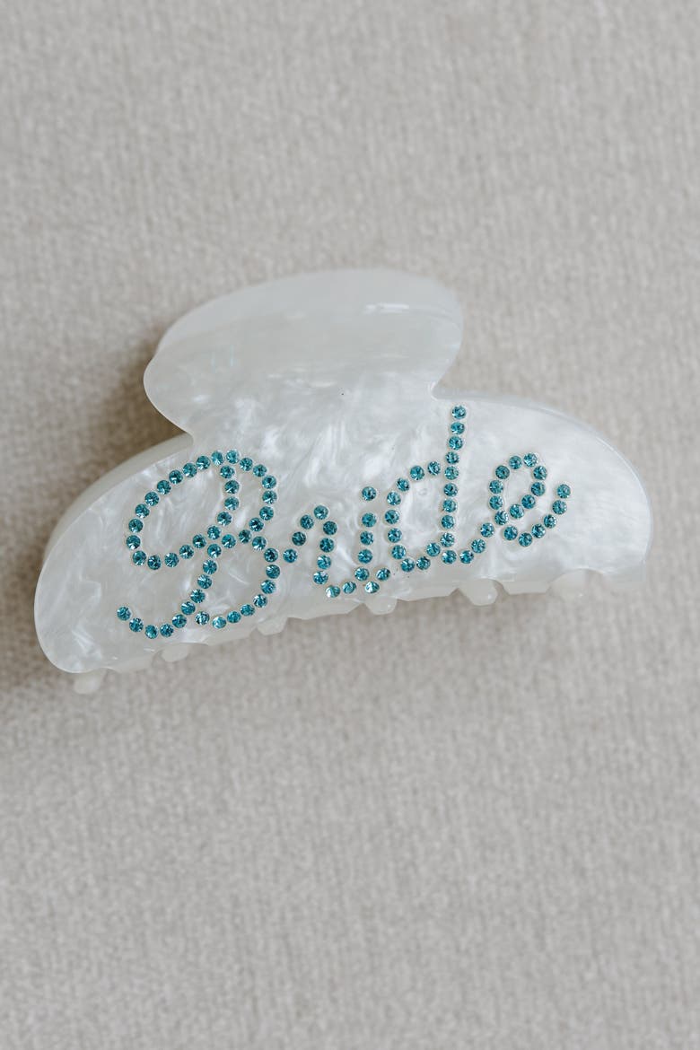 Something Blue Bride Crystal Claw Clip, Alternate, color, White
