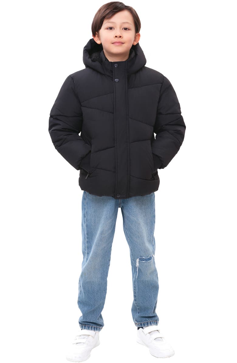 Rokka&Rolla Kids' Cozy Grid Puffer Jacket, Alternate, color, Black