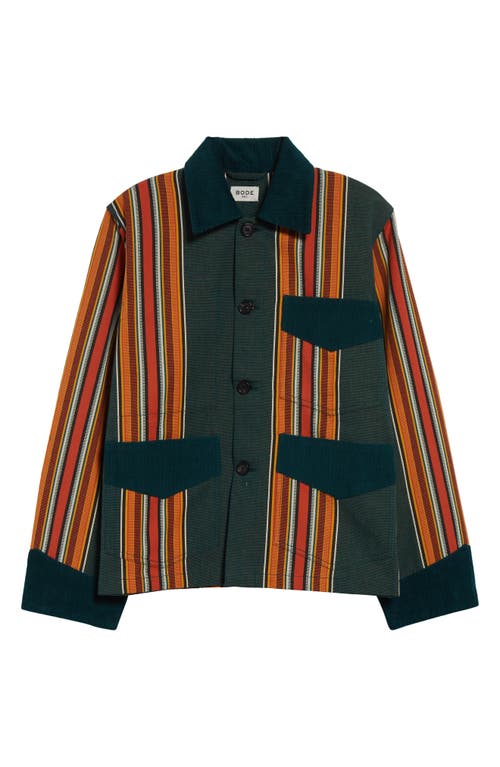Shop Bode Parakeet Stripe Craft Jacket In Green Multi