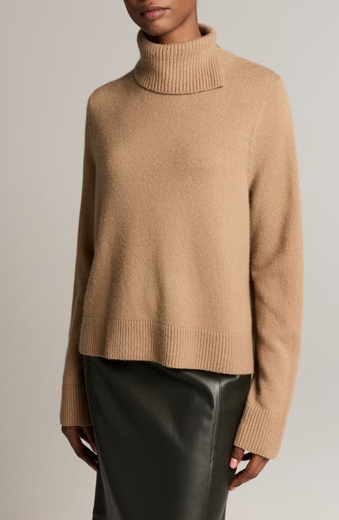 Swing Turtleneck Slit Wool & Cashmere Sweater