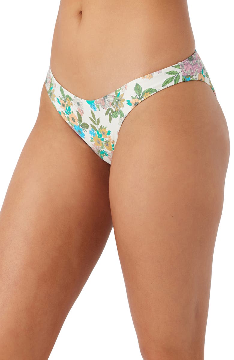 O'Neill Cara Floral Rockley Bikini Bottoms, Alternate, color, Vanilla