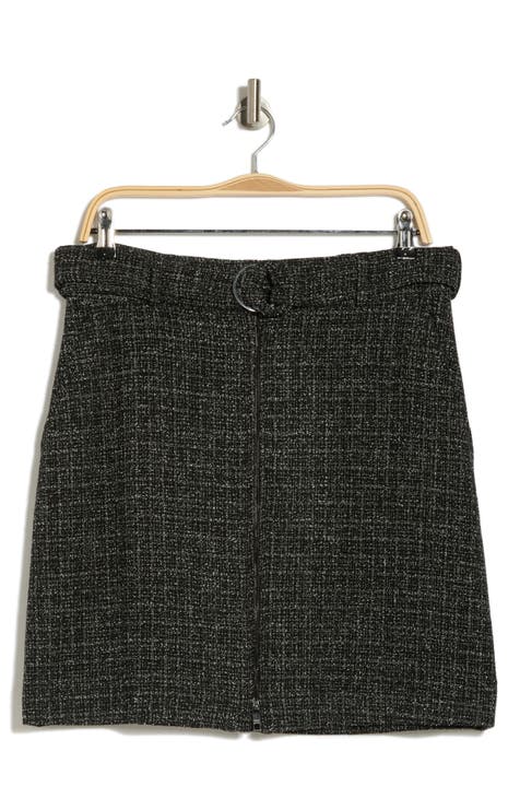 Vanesi Front Zip Tweed Miniskirt