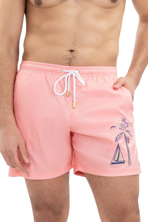 The Sunset Sail - Sailboat Embroidered Swim Trunks