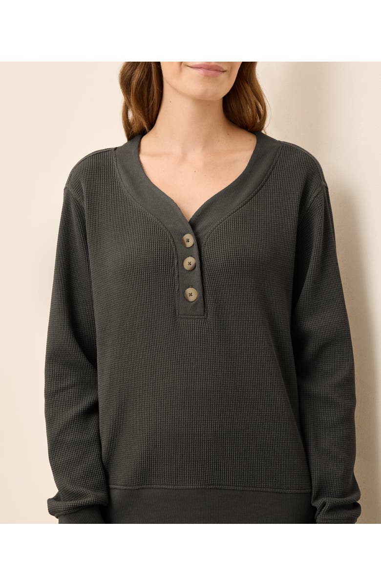 Pact Thermal Waffle Henley Pullover, Alternate, color, Oak