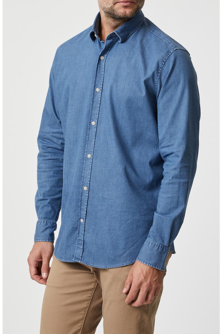 Denim Button-Up Shirt, Alternate, color, LIGHT