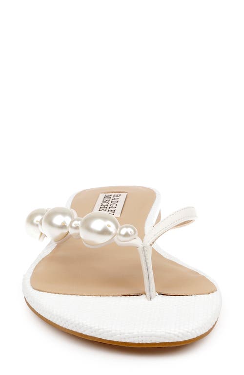 Badgley Mischka Collection Dyana Flip Flop In White Leather
