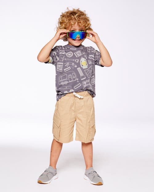 Deux Par Deux Little Boy's Printed Organic Cotton Tee Grayish Blue And Camping In Grayish Blue And Camping