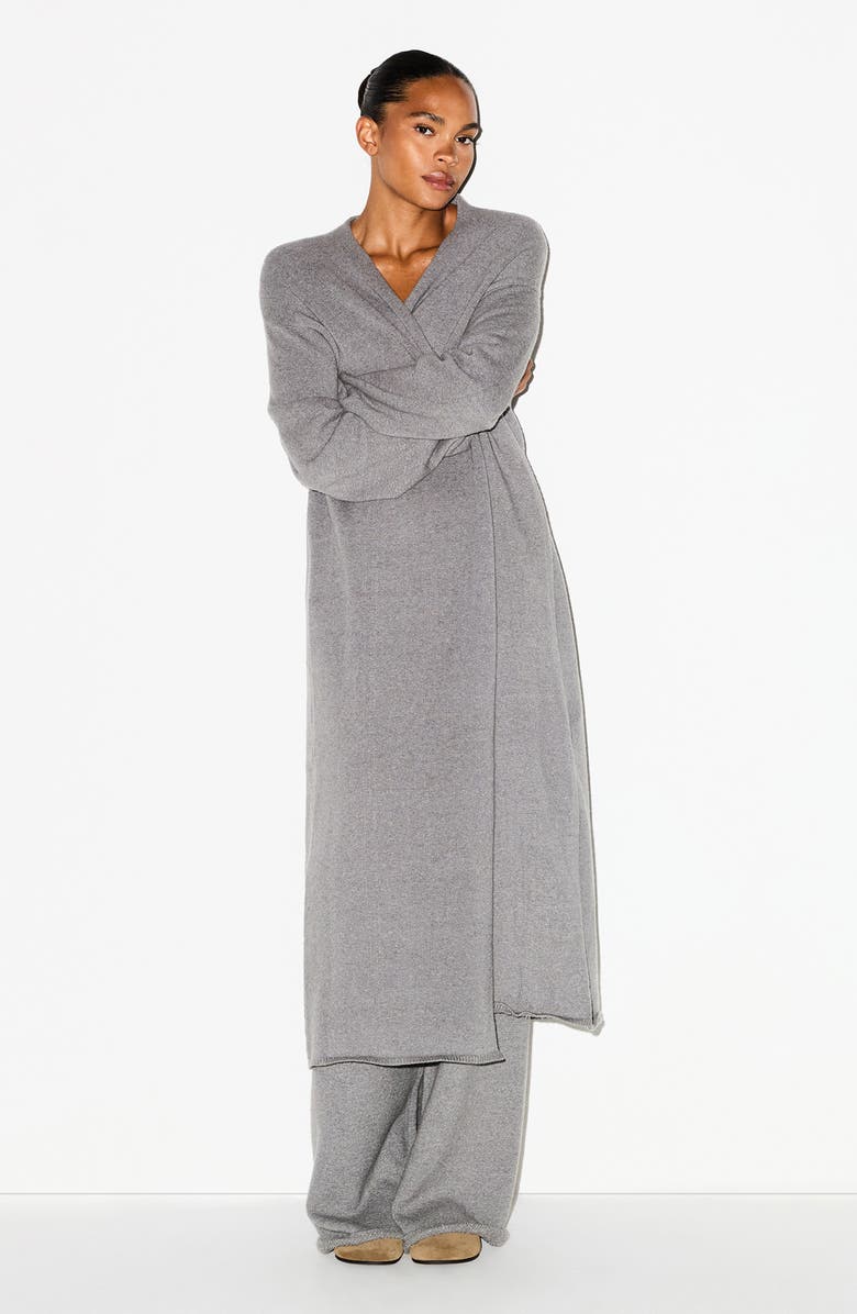 SKIMS Textured Knit Long Cardigan, Alternate, color, Dark Heather Grey