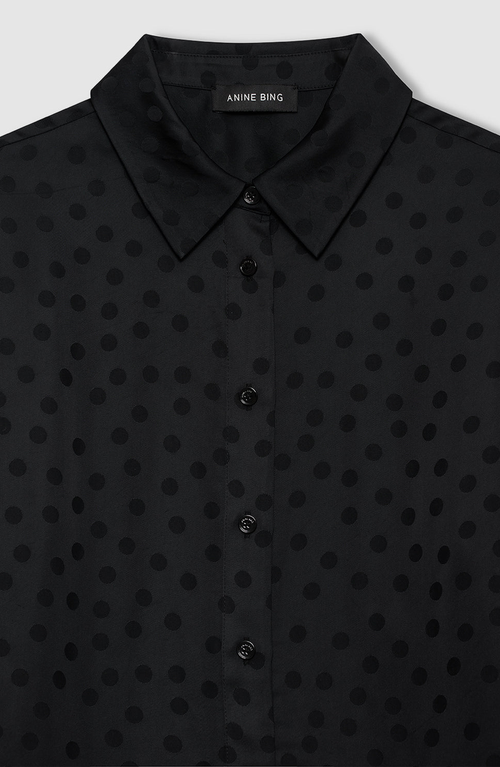 Anine Bing Amanda Dot Jacquard Blouse In Black