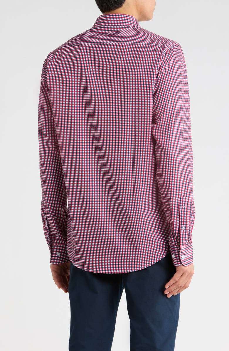 Nautica Slim Fit Check Print Dress Shirt, Alternate, color, Red