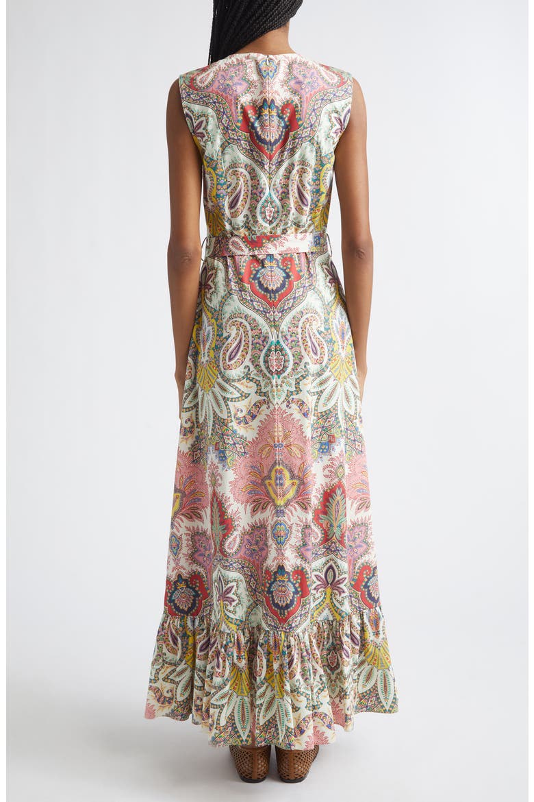 Paisley Print Cotton Maxi Dress, Alternate, color, PRINT ON WHITE BASE