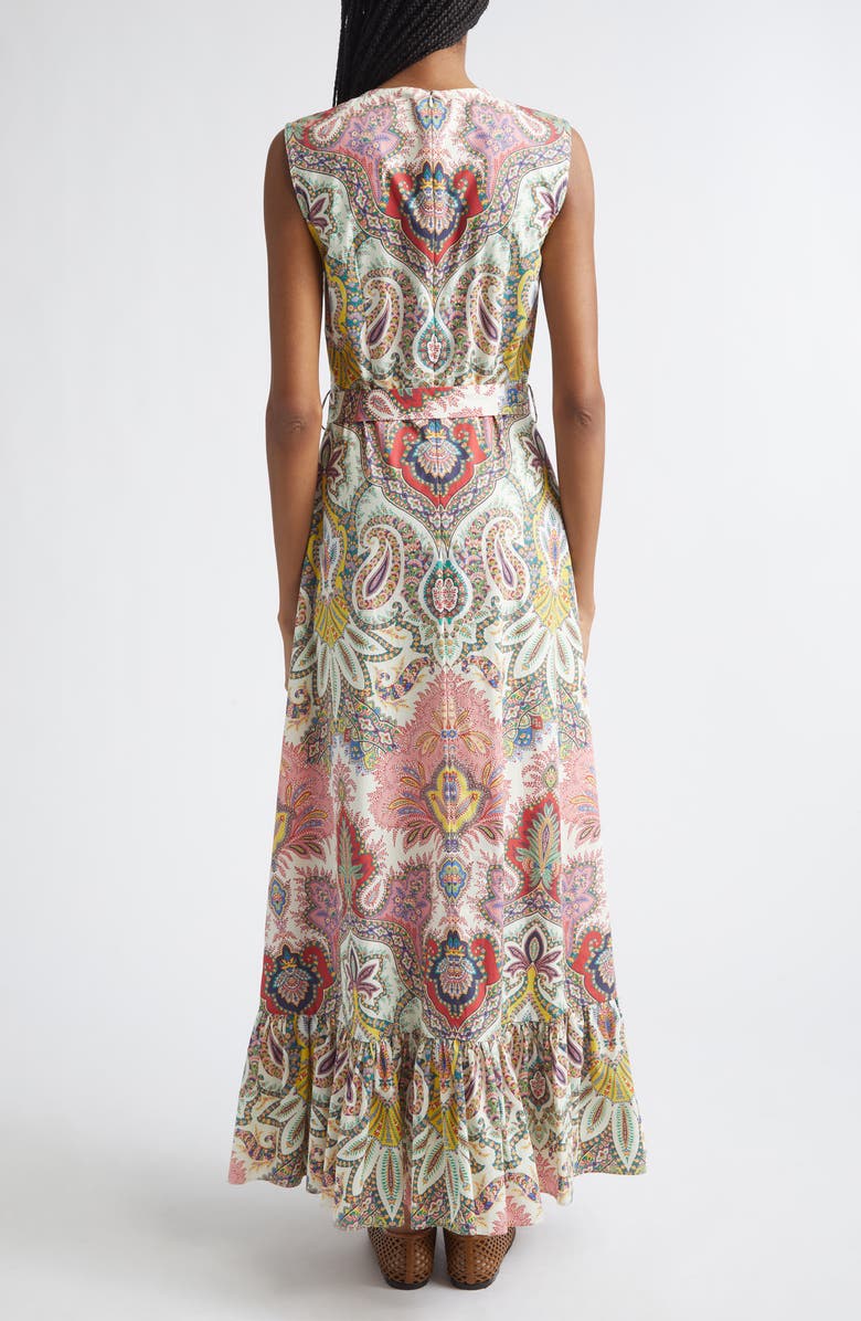 Etro Paisley Print Cotton Maxi Dress, Alternate, color, Print On White Base