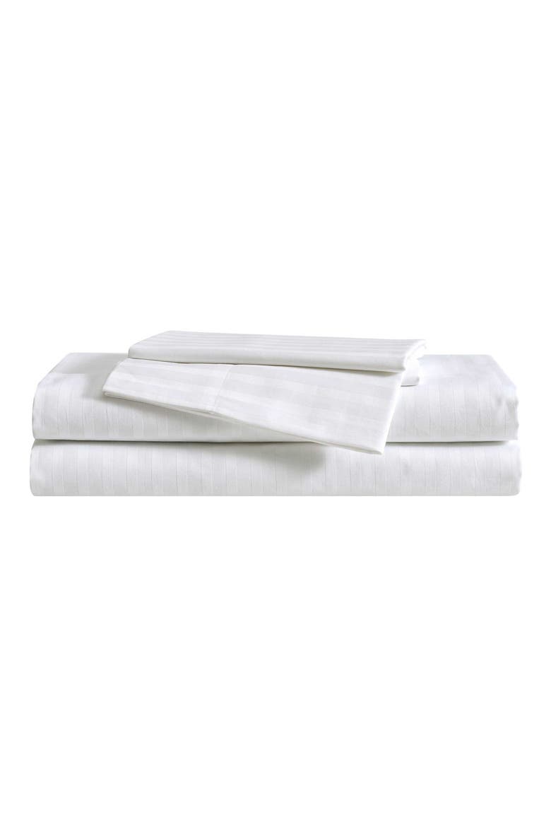 Dobby Stripe Sheet Set, Main, color, WHITE