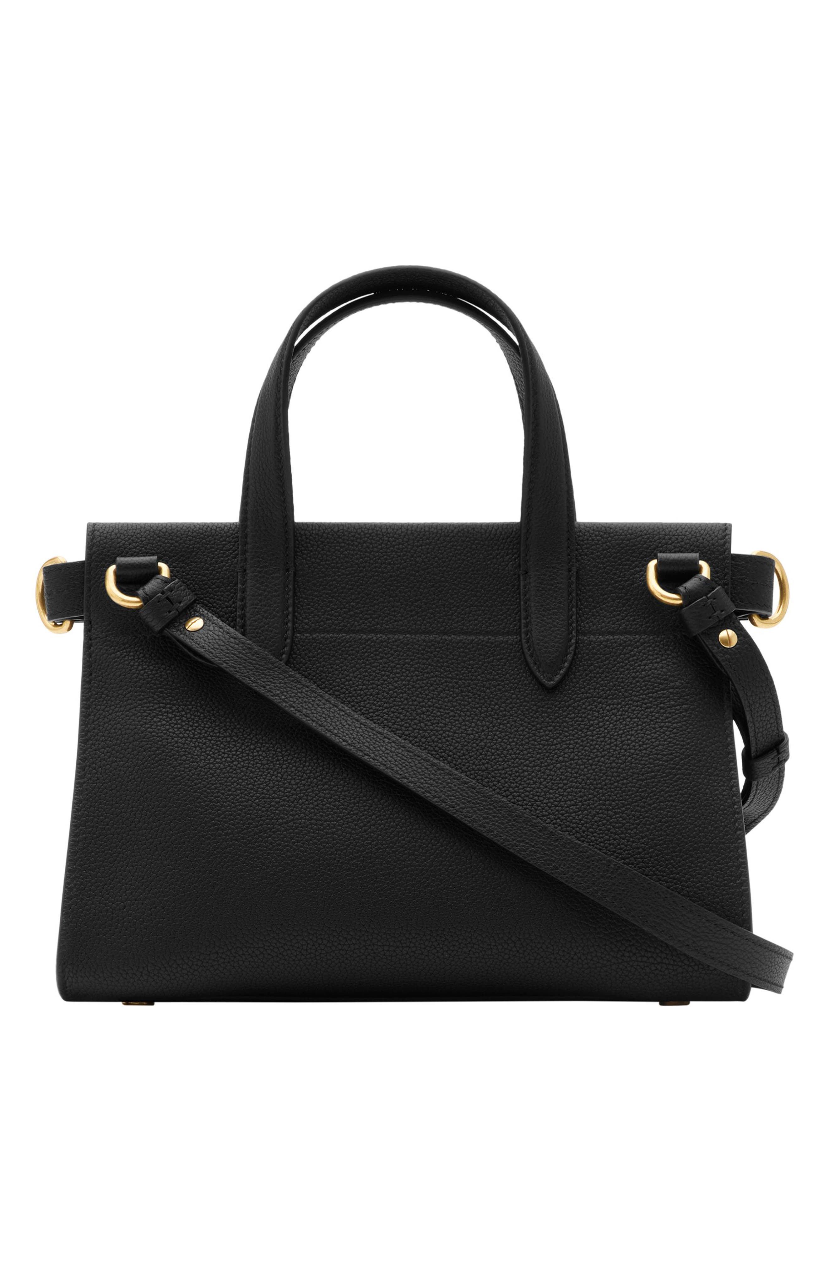 Burberry Mini Cotswolds Leather Tote, Alternate, color, Black