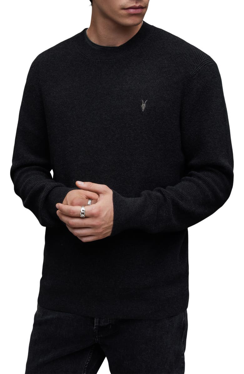 AllSaints Thermal Cotton & Wool Crewneck Sweater, Alternate, color,