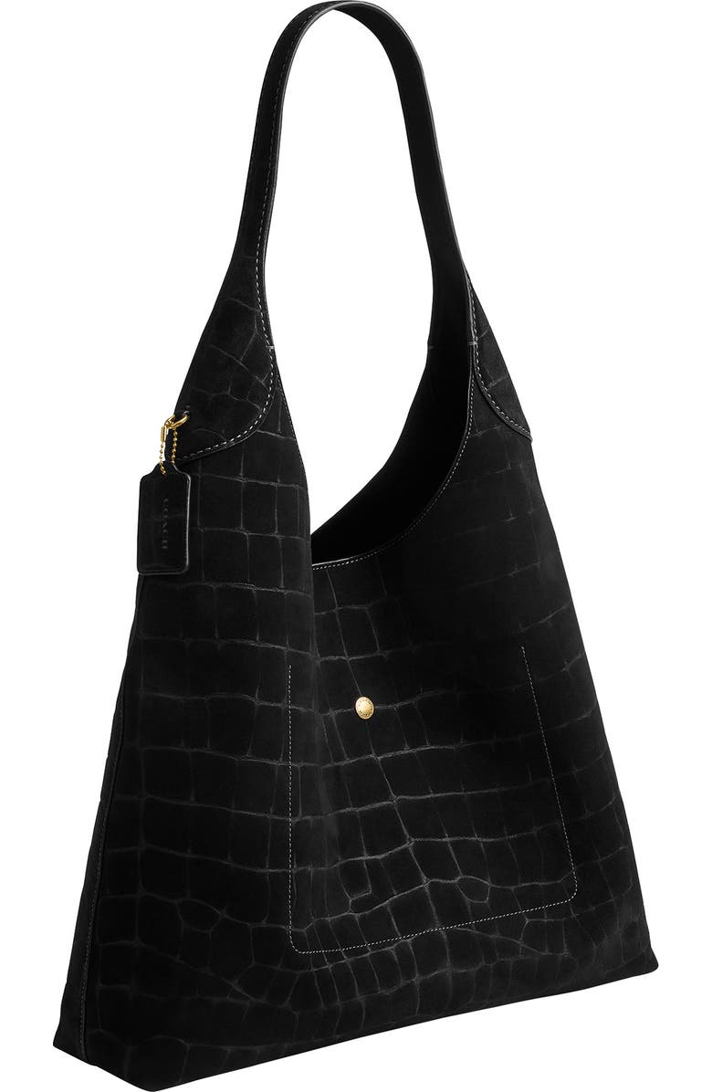 COACH Brooklyn 39 Croc Embossed Suede Shoulder Bag, Alternate, color,
