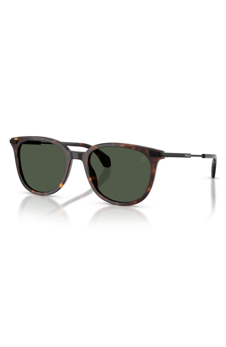Moncler Kora 53mm Polarized Oval Sunglasses, Alternate, color, Havana / Polar Solid Green