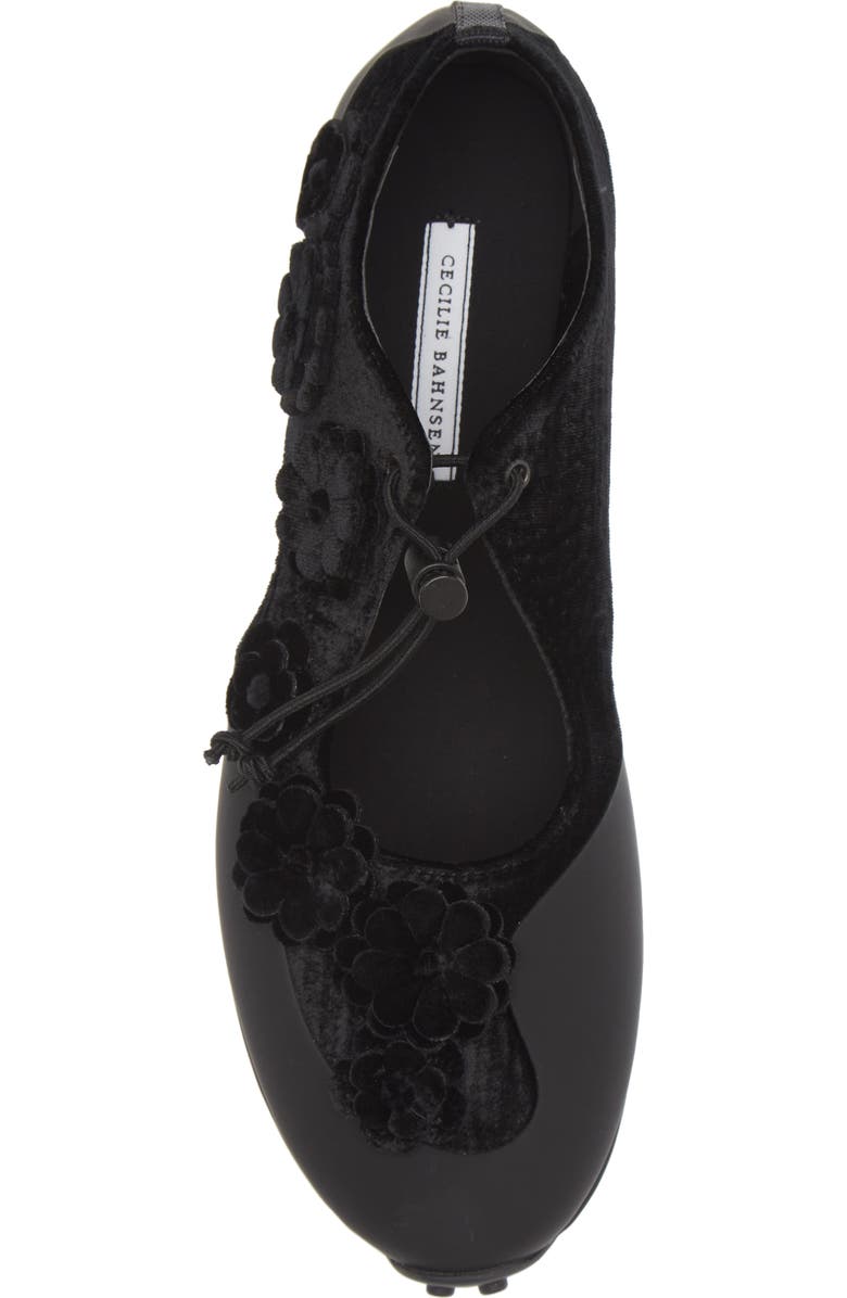 Cecilie Bahnsen Shay Floral Appliqué Flat, Alternate, color, Black