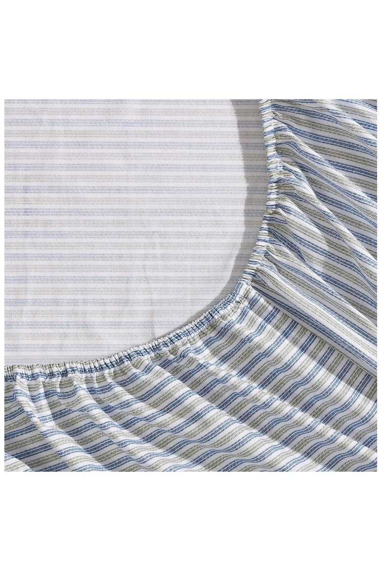 Ticking Stripe 200 Thread Count Cotton Percale Sheet Set, Alternate, color, NAVY BLUE/ GREEN