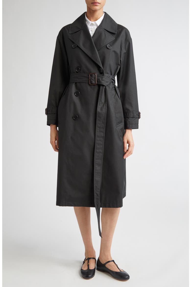 Fiorito Water Repellent Twill Trench Coat, Main, color, BLACK