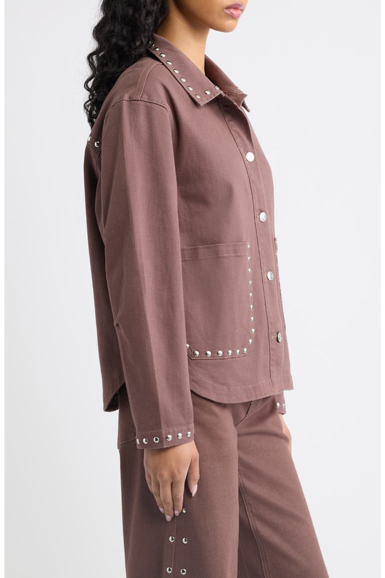 Studded Patch Pocket Jacket, Alternate, color, BROWN