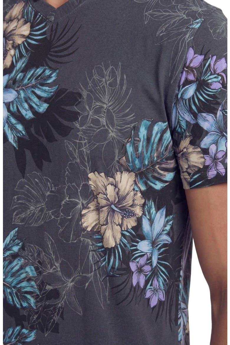 Exotic Floral Mens Vneck Tee, Alternate, color, EXOTIC FLORAL BLACK