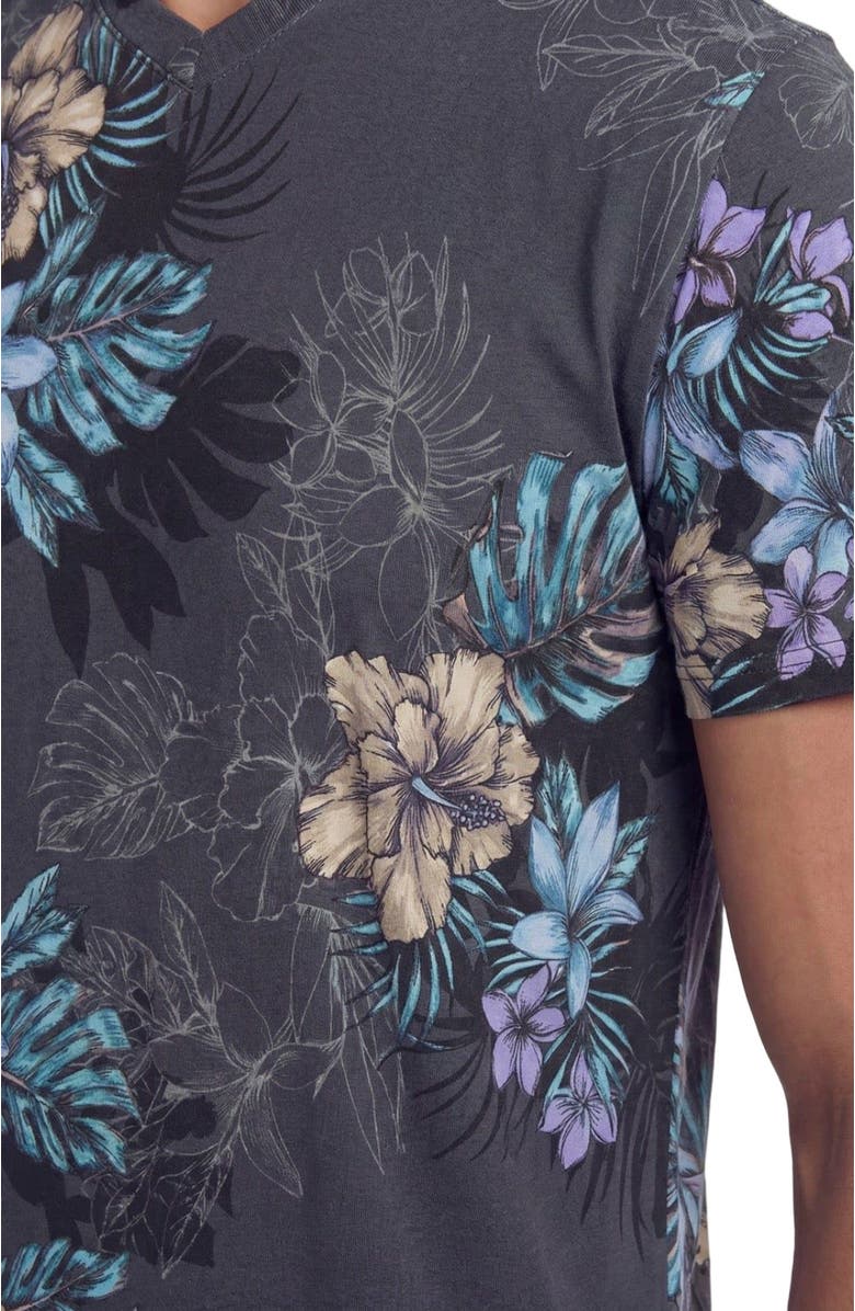 Lords of Harlech Exotic Floral Mens Vneck Tee, Alternate, color, Exotic Floral Black