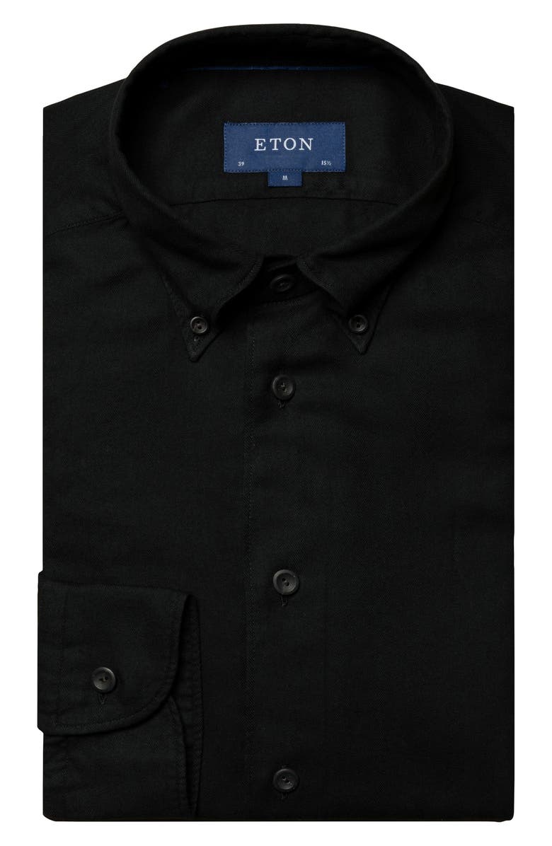 Eton Contemporary Fit Herringbone Flannel Cotton Stretch Shirt, Alternate, color, 